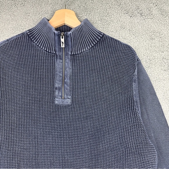 Tommy Bahama Blue Quarter-zip Knit Sweater Men’s Size Large - Picture 2 of 11